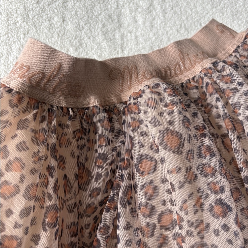 MonnaLisa Leopard Print Tiered Tulle Skirt, Girls Size 10 - Picture 2 of 4